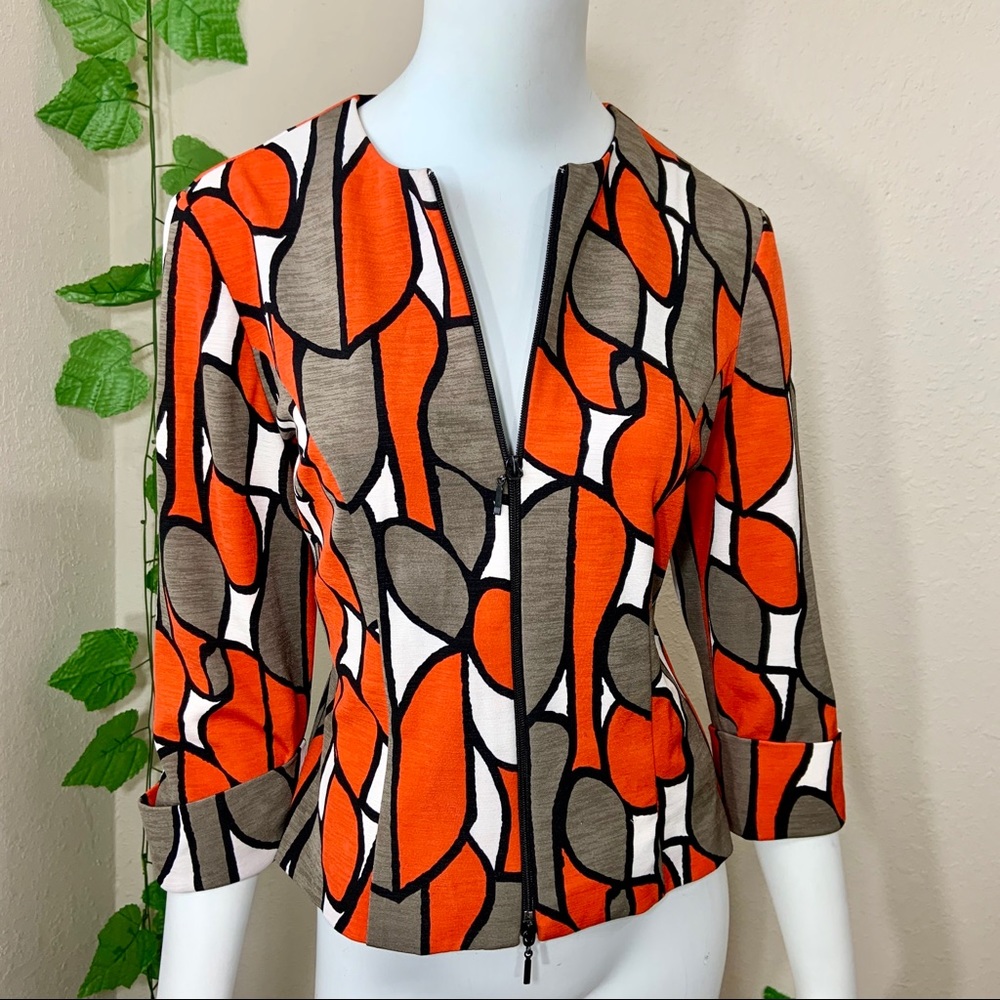 Joseph Ribkoff Jacket Blazer Zipper Orange
